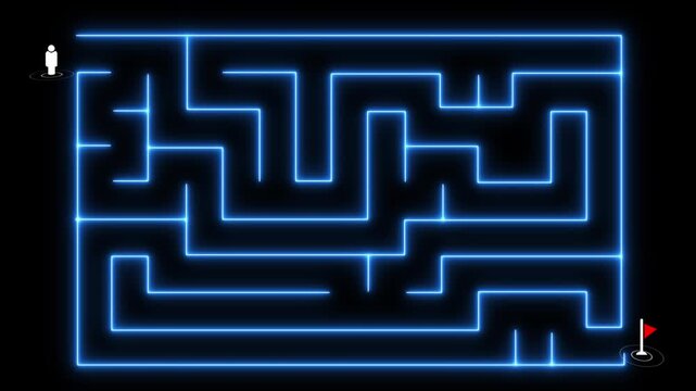 Find right way. puzzle game for kids. simple logic game. labyrinth conundrum. labyrinth maze game. find right path. Motion graphics of quiz concept