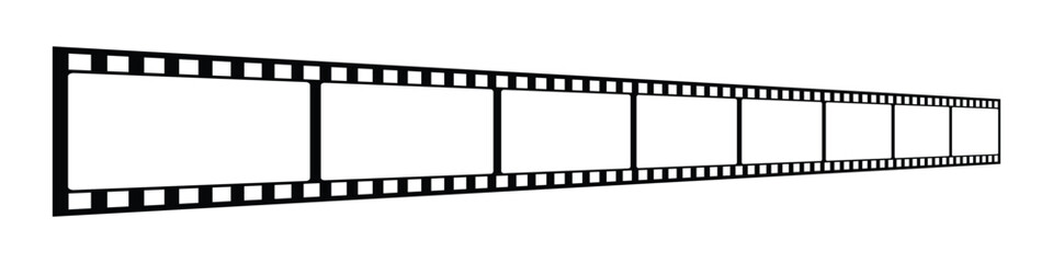 Obraz premium Long vector Film strip icon. Strip icon used for videography elements. Old white and black film tapes of 35mm. Realistic film strip vector illustration. 