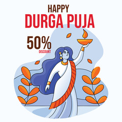 Happy Durga puja festival Post Illustration