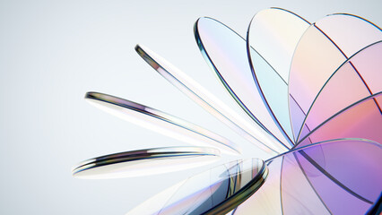 Precise elegant iridescent discs glass plates in minimalist movement