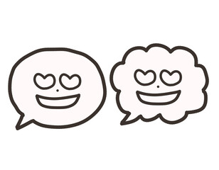 Obraz premium ｜モノクロ吹き出し2種類｜表情 アイコン Cute Emotion Symbols