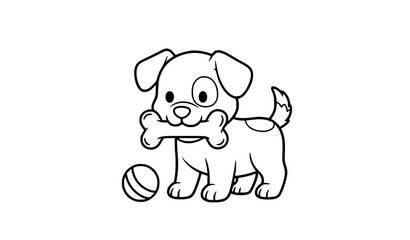 Fototapeta premium Simple puppy dog coloring sheet black and white line art vector