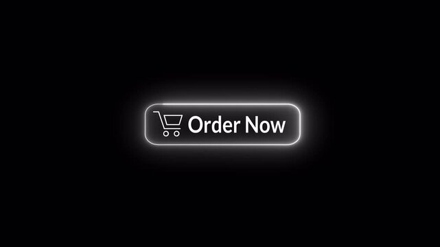 order now button animation on transparent background. Click on order now button with mouse cursor,online shopping click button, modern web interface with alpha channel in 4k.
