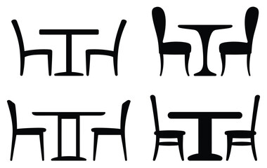 Fototapeta premium Furniture vector collection, table and chair icons, includes seating and interior furniture illustrations for home, office, restaurant, and interior design creative projects.