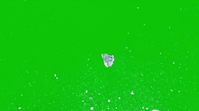 Translucent Particle with Scattered Dust on Green Background
