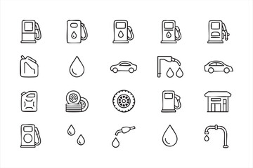 Minimalist Gas Station Icon Collection for Automotive Energy Themes © Icon Nest