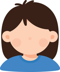 Obraz premium Faceless avatar of a child with short brown hair and blue shirt on a white background