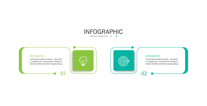 Infographic design with icons and 2 options or steps. Infographic for business concepts. Can be used for presentation banners, workflow layouts, process diagrams, flowcharts, and infographics.
