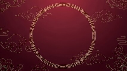 Elegant red and gold background with circular frame and traditional design