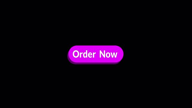 order now button animation on transparent background. Click on order now button with mouse cursor,online shopping click button, modern web interface with alpha channel in 4k.