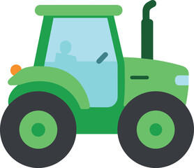 Illustration of a green tractor with driver, intended for agricultural work © Studicon