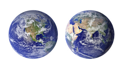 Blue planet earth isolated on transparent background.