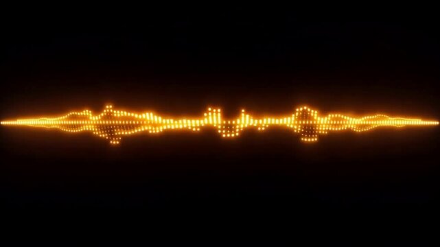 Glowing yellow sound wave graphic with waveform pattern on black background, used for music or audio visual representation