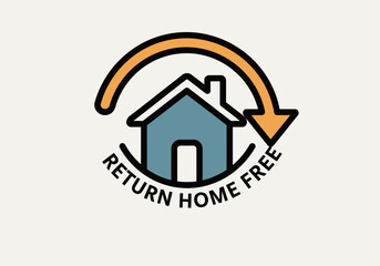 Return Home Free House Icon with Arrow.