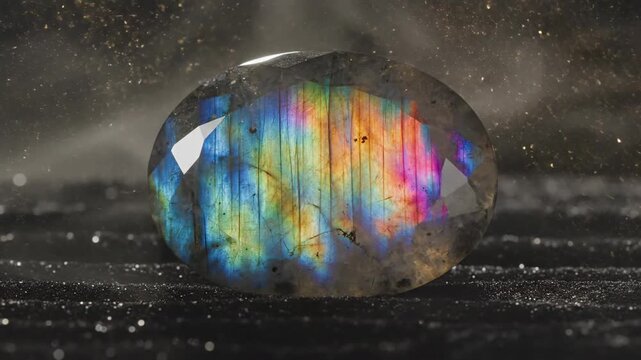 Radiant Labradorite Gemstone with Iridescent Light Display