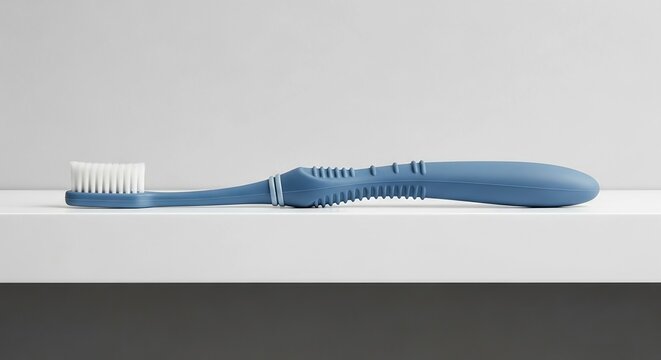 extreme macro close up of blue toothbrush bristles side view