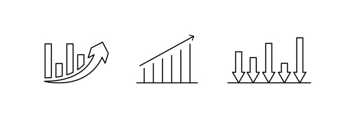 Obraz premium Business Analytics Icon Set – Professional Growth Chart, Trend Arrows, Financial Performance Graphs, and Data Visualization Symbols for Reports & Presentations.eps10
