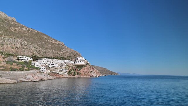 White Buildings and Sea View on Tilos Island, Greece
