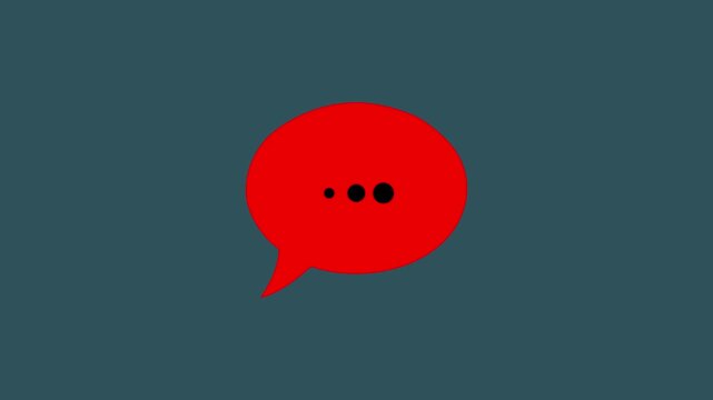 Speech bubble icon animation on black background 4k video...