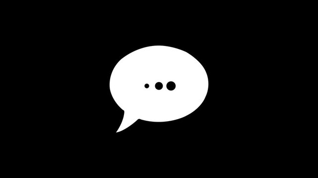 Speech bubble icon animation on black background 4k video...