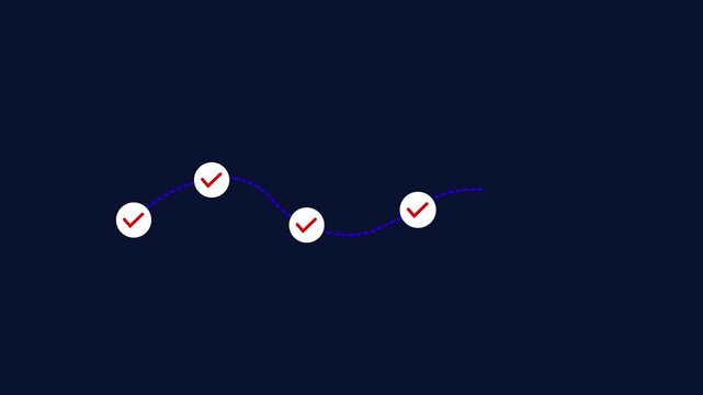Road to Goal Animated Concept &ndash; 4K Stock Video bule Checkmark, Pathway Line and Success Flag Symbolizing Achievement, Strategy, Motivation 4K VIDEO...