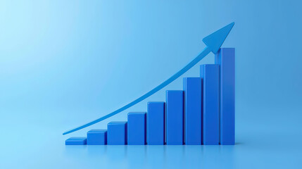 Increasing business growth chart with upward trend arrow