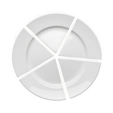 A white plate with five sections for food isolated on transparent background