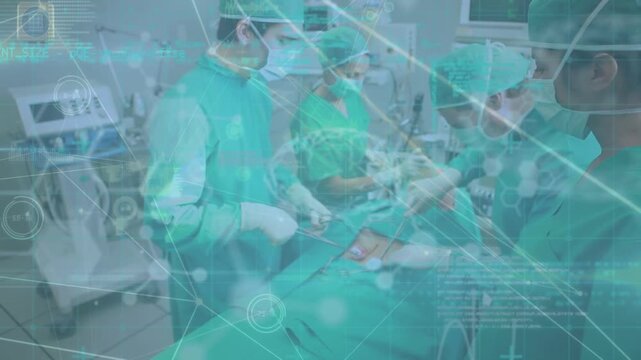 Animation of data processing over diverse surgeons during surgery