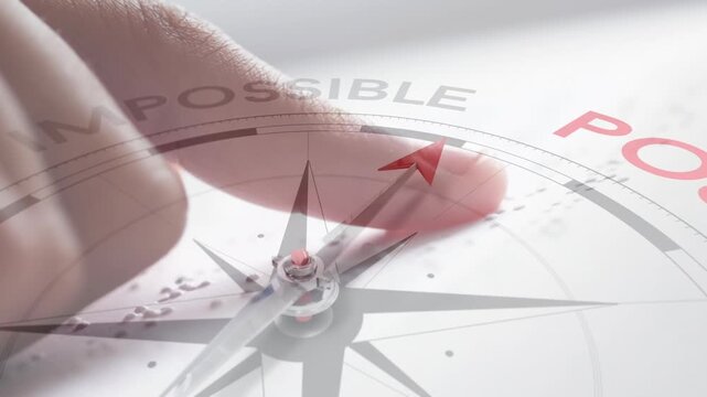 Animation of compass moving over hand reading braille