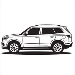 Obraz premium Vector illustration of a black and white SUV