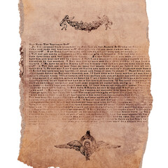 Vintage religious ripped parchment in Byzantine style isolated universal