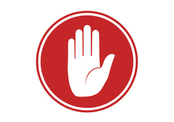 Fototapeta premium Stop hand gesture icon for warning and prohibition signs, flat vector symbol