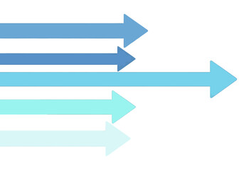 Obraz premium Blue arrows pointing right for infographic and presentation design, vector icons