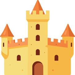 A beautiful castle with orange turrets and yellow walls stands tall © Studicon