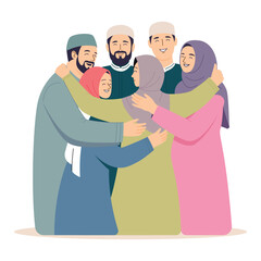Fototapeta premium Family celebration illustration, hugging, festive