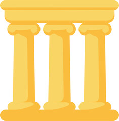 Naklejka premium Ancient greek temple in flat design with three pillars of golden color