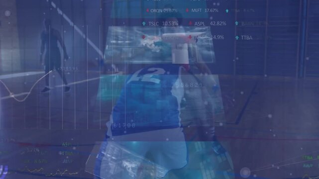 Animation of statistics and data processing over basketball players