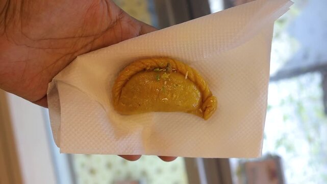 Gujhiya indian holi dessert assorted on beautiful plating 
