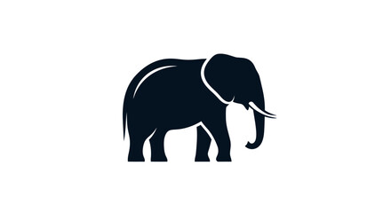 Fototapeta premium Black Elephant Silhouette Side View.