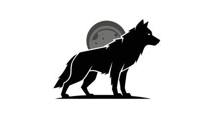 Obraz premium Black Silhouette of a Standing Wolf.