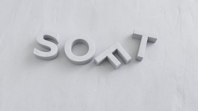 Soft jelly 3D text falling down, warm delicate 3D animation 