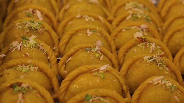 Gujhiya indian holi dessert assorted on beautiful plating 