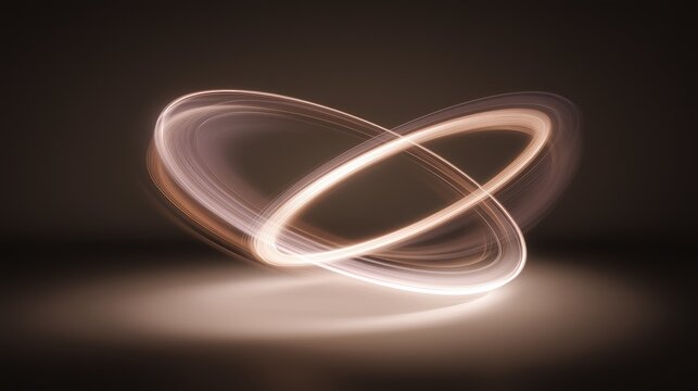 minimalist abstract orbiting light forms in warm ivory tones