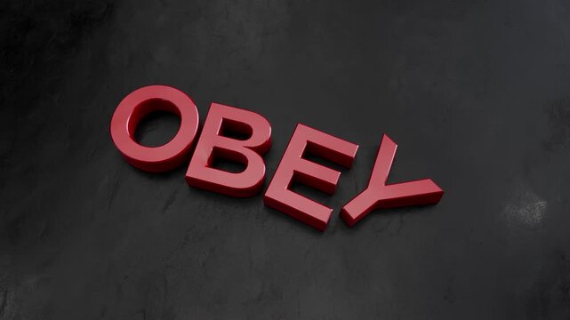 Obey jelly 3D soft text falling down, control manipulation 3D animation