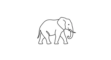 Simple Line Drawing of an Elephant.