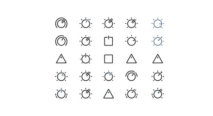 Simple Geometric Shapes and Icons Grid.
