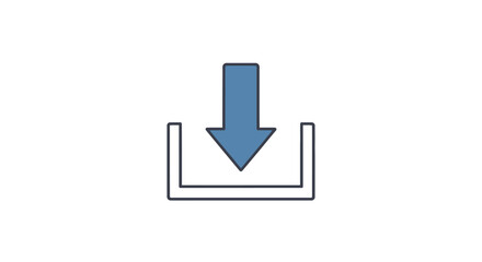 Fototapeta premium Blue Arrow Pointing Downwards Symbol.