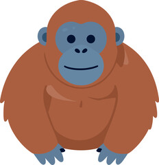 Obraz premium Chunky orangutan with a gentle smile sits contently on a white background