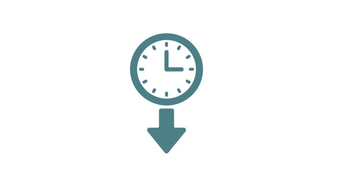 Clock with downward pointing arrow symbol.