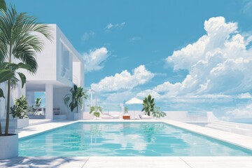 Fototapeta premium Exclusive tropical residence with private pool deck